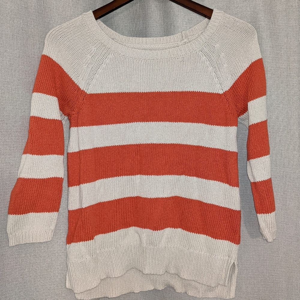 Loft Sweater Size Medium in Orange and Beige